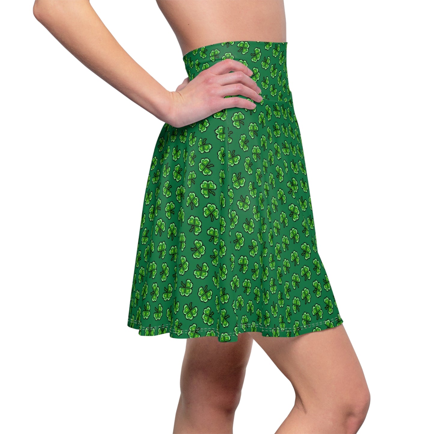 Pixel Shamrocks Skater Skirt