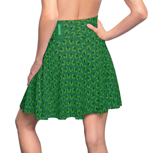 Pixel Shamrocks Skater Skirt