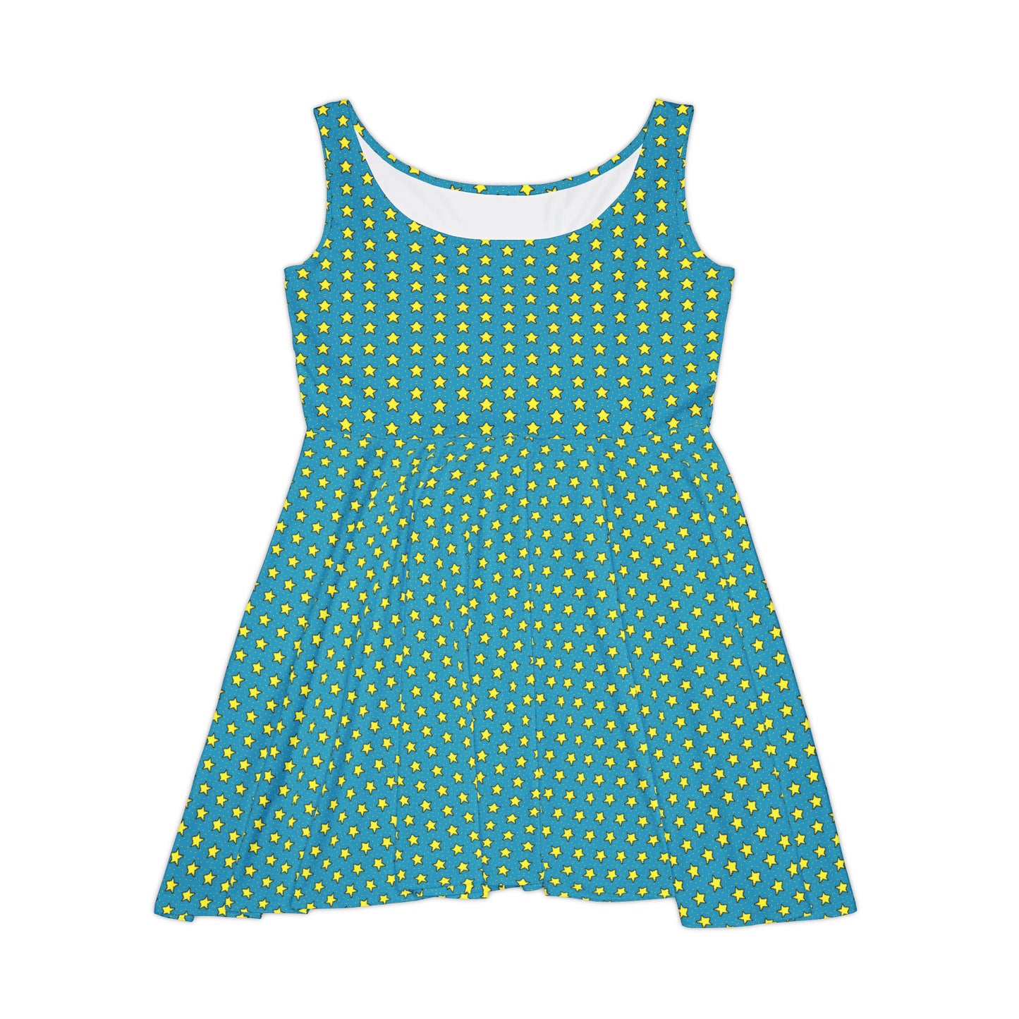 Pixel Stars Skater Dress – Teal