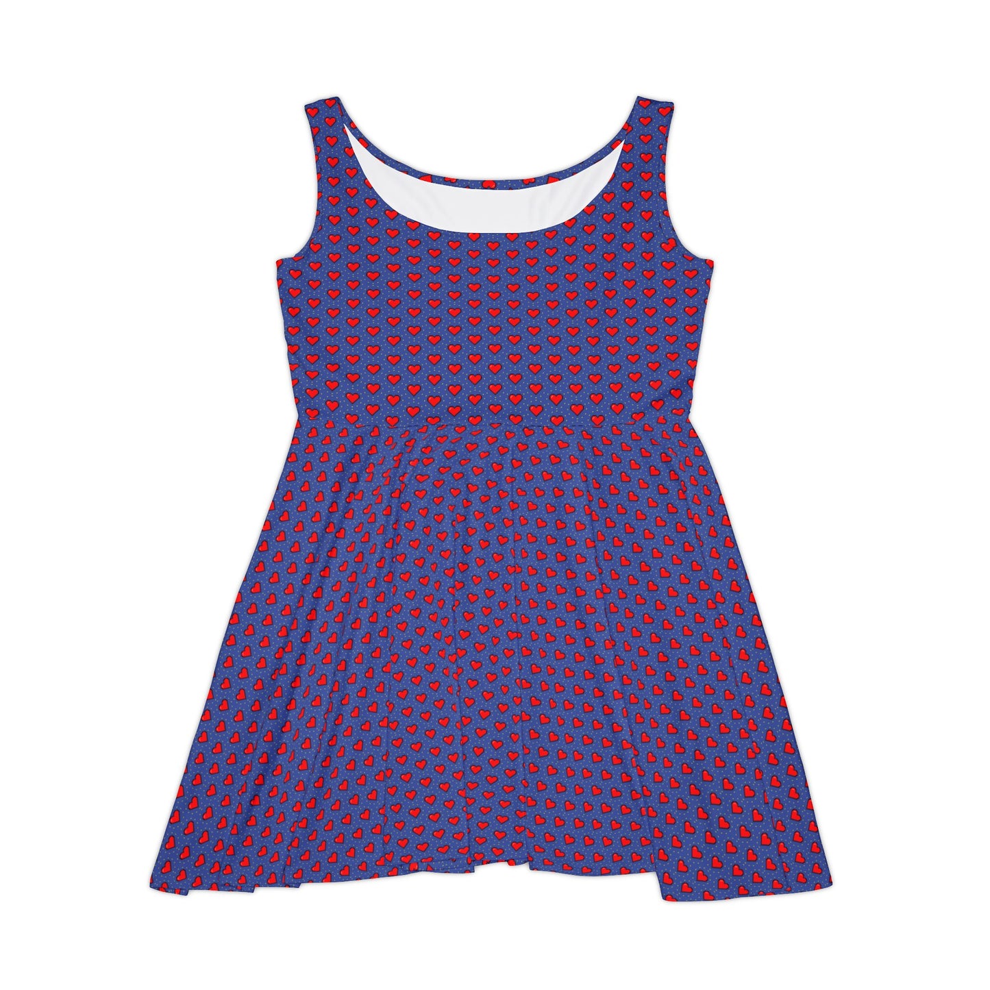 Pixel Hearts Skater Dress – Blue