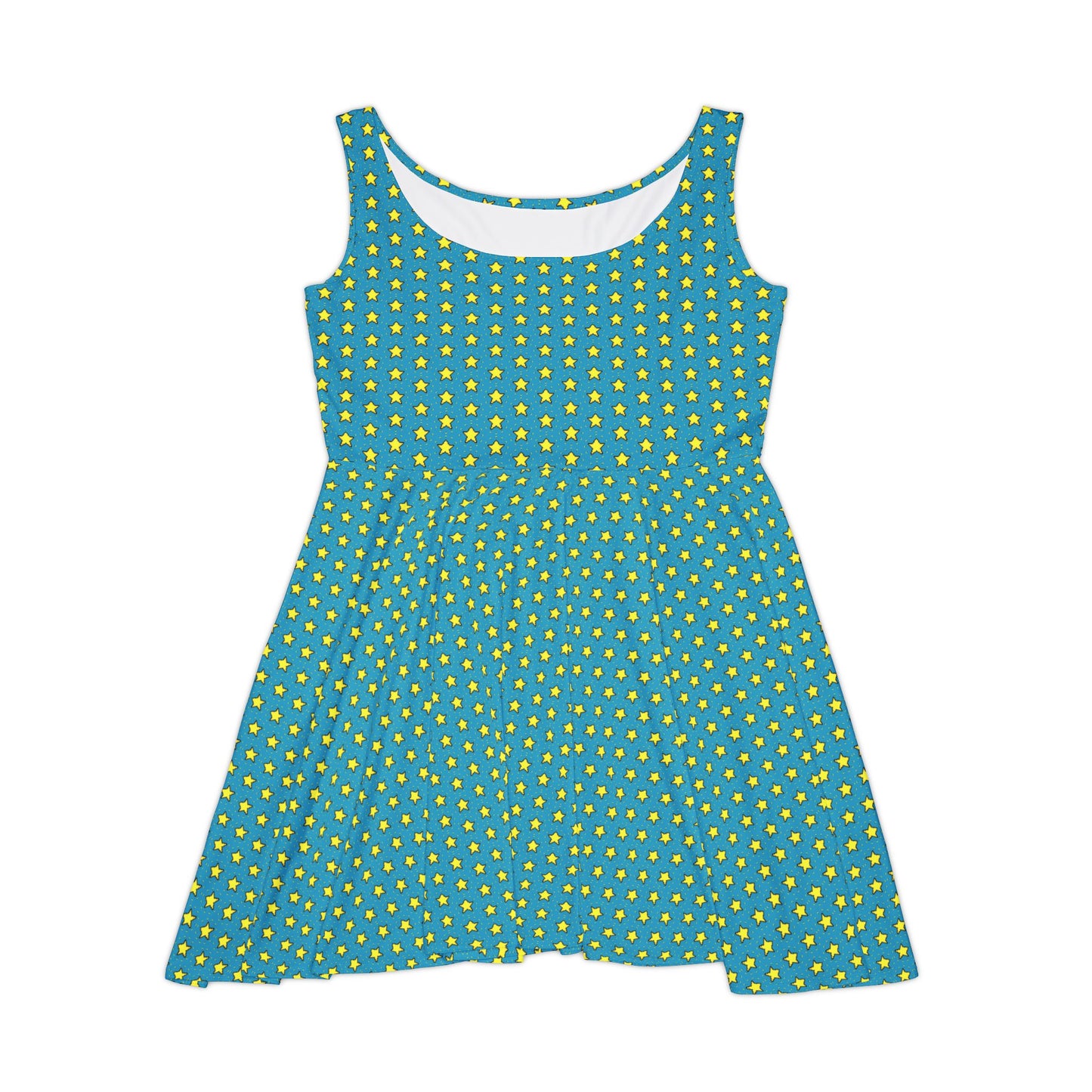 Retro Star Pixel Art Skater Dress – Teal