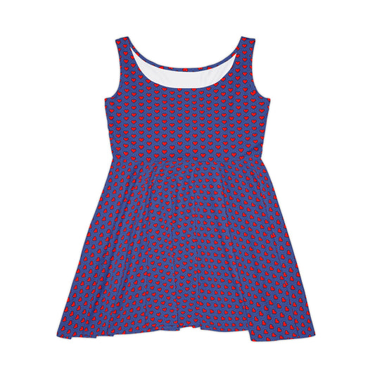 Heart Power Retro Arcade Blue Skater Dress