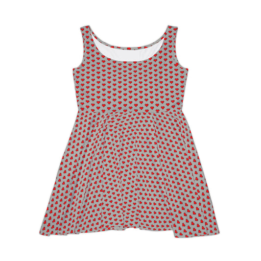 Heart Power Retro Arcade Gray Skater Dress